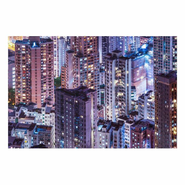 Glasbild - Hongkong Lichtermeer - Querformat 3:2