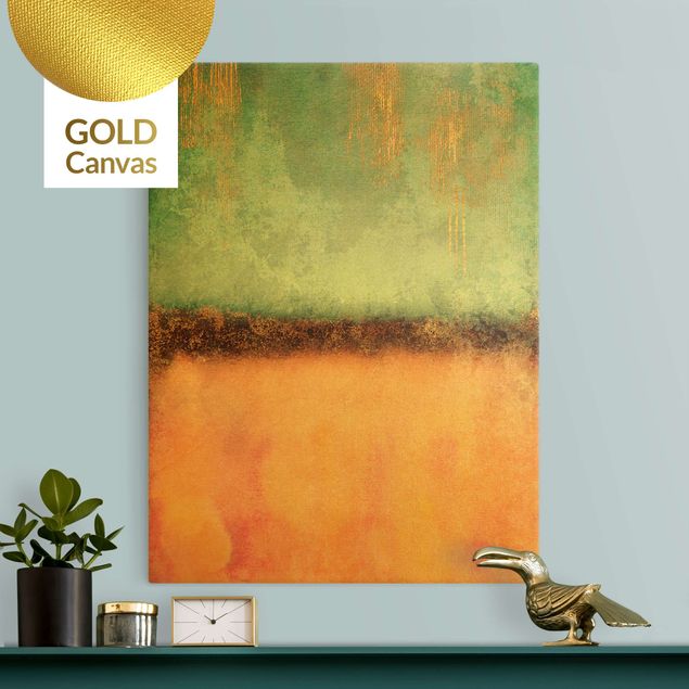 Leinwandbild Gold - Pastell Sommer mit Gold - Hochformat 3:4