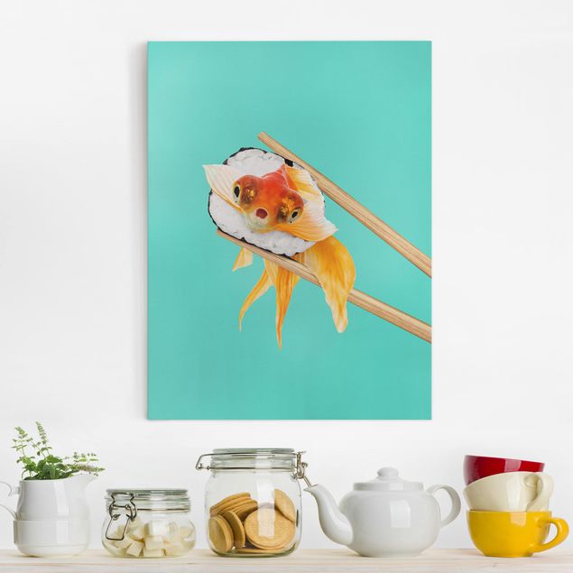 Wandbilder XXL Sushi mit Goldfisch