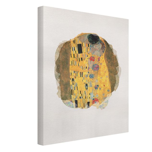 Leinwand Kunstdruck Wasserfarben - Gustav Klimt - Der Kuss
