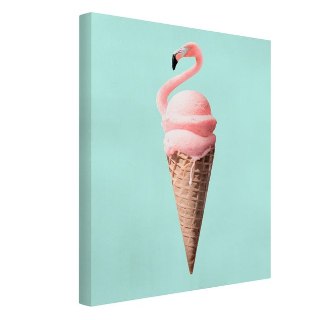 Kunstdrucke auf Leinwand Eis mit Flamingo