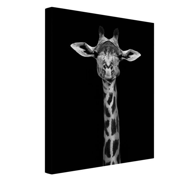 Leinwand Schwarz-Weiß Dunkles Giraffen Portrait