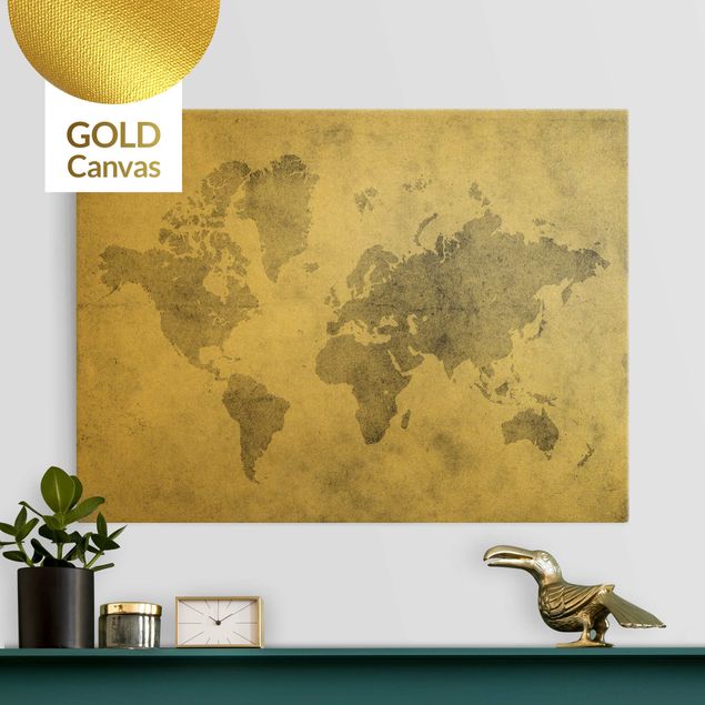 Leinwandbild Gold - Vintage Weltkarte II - Querformat 4:3