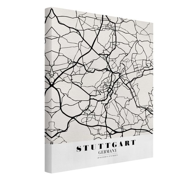 Wandbild Weltkarte Stadtplan Stuttgart - Klassik