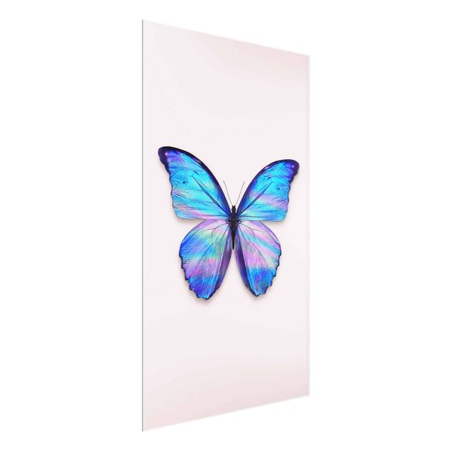 Glasbild - Jonas Loose - Holografischer Schmetterling - Hochformat 3:2