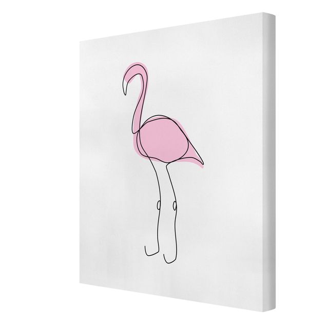 Tierbilder auf Leinwand Flamingo Line Art