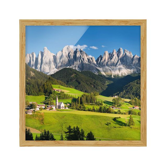 Bild mit Rahmen - Geislerspitzen in Südtirol - Quadrat 1:1