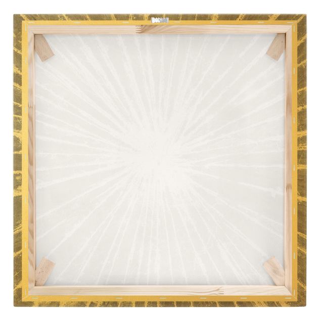 Leinwandbild Gold - Weiße Strahlen I - Quadrat 1:1
