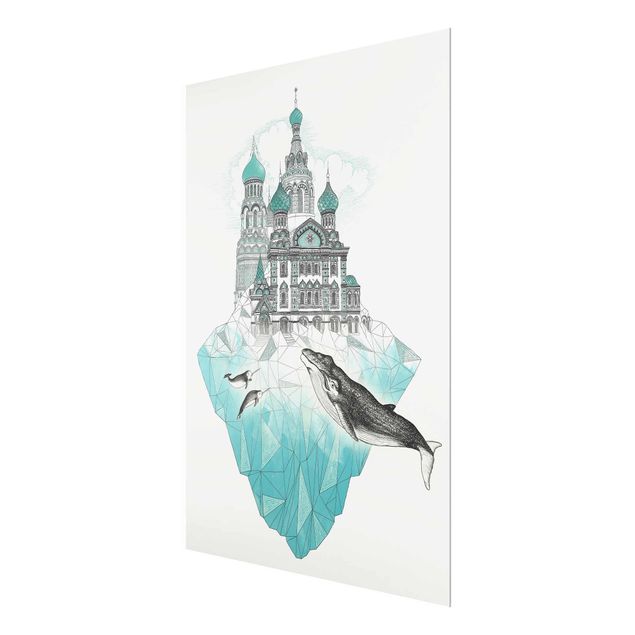 Bilder für die Wand Illustration Kirche mit Kuppeln und Wal