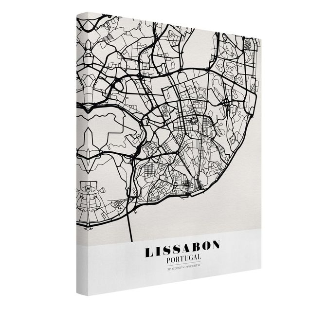 Leinwand Weltkarte Stadtplan Lissabon - Klassik
