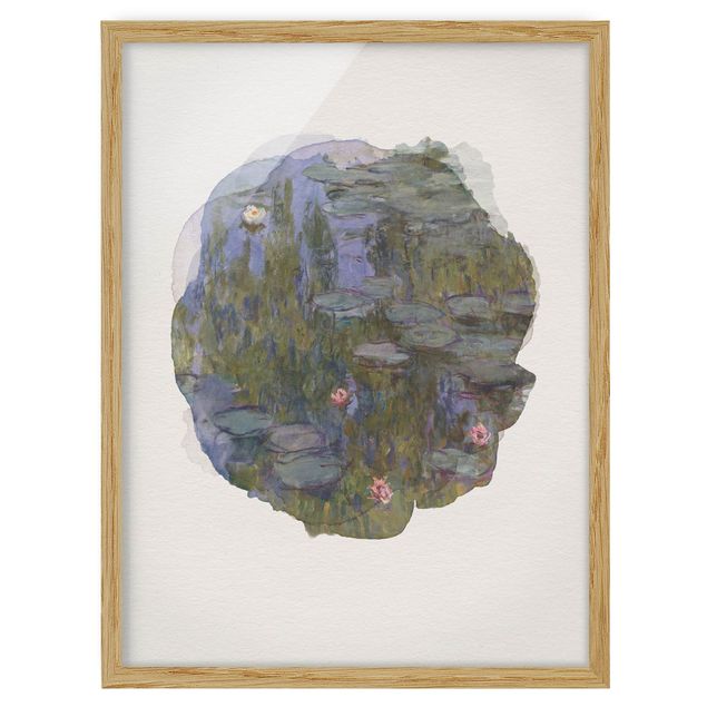 Landschaftsbilder mit Rahmen Wasserfarben - Claude Monet - Seerosen (Nympheas)