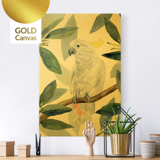 Leinwandbild Gold - Tropischer Kakadu I - Hochformat 2:3
