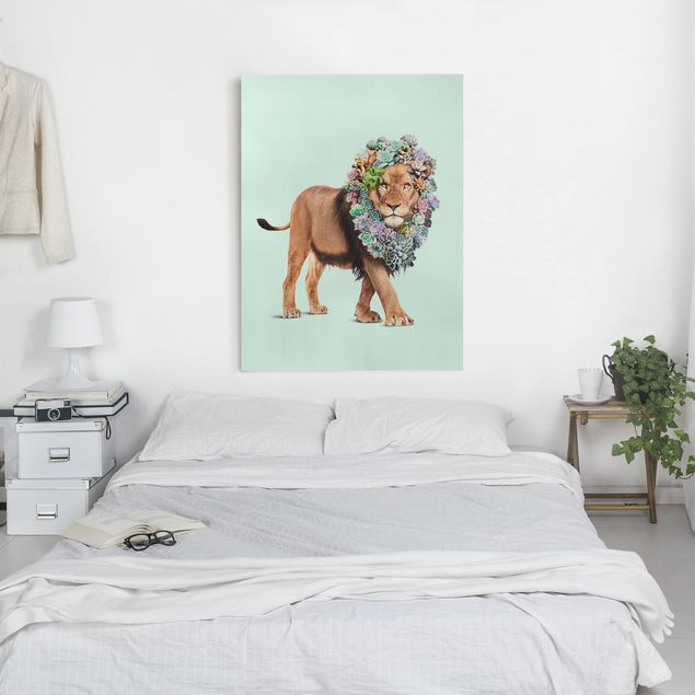 Wandbilder Tiere Löwe mit Sukkulenten