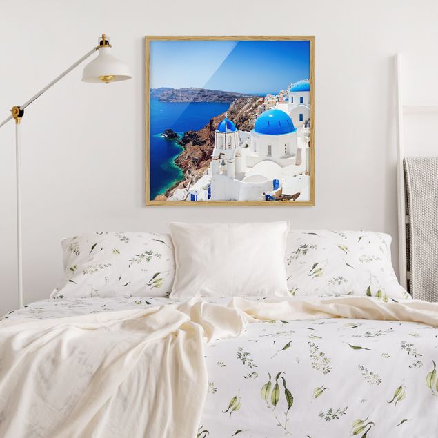 Bild mit Rahmen - View Over Santorini - Quadrat 1:1