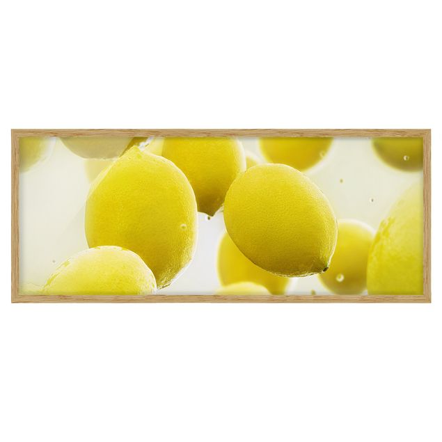 Bild mit Rahmen - Zitronen im Wasser - Panorama Querformat