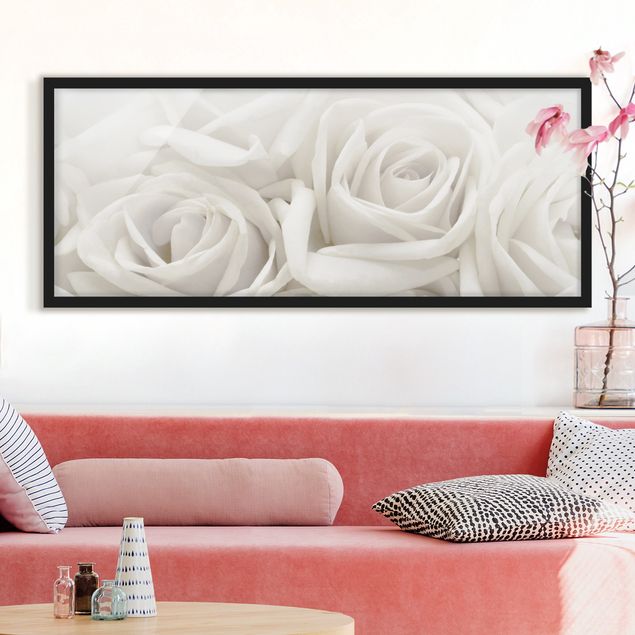 Gerahmte Bilder Blumen Weiße Rosen
