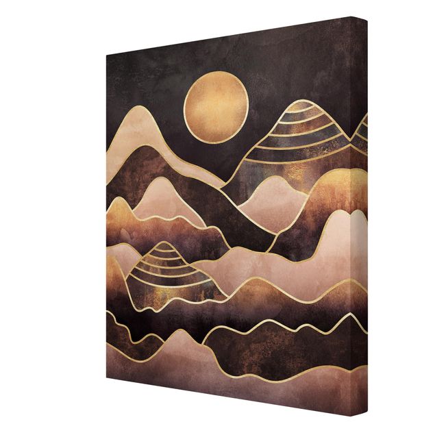 Leinwandbilder Natur Goldene Sonne abstrakte Berge