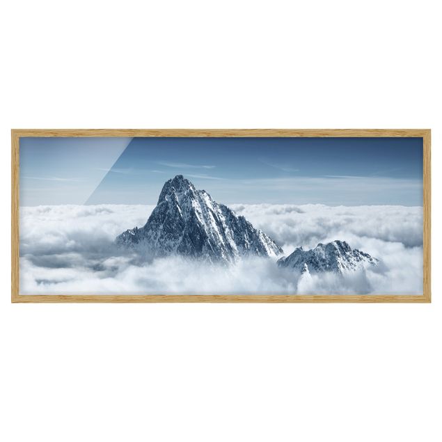 Bild mit Rahmen - Die Alpen über den Wolken - Panorama Querformat