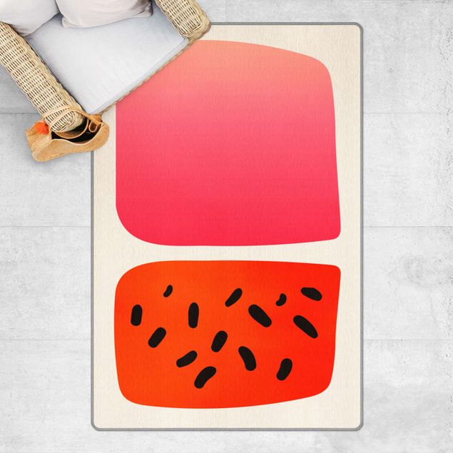 Moderner Teppich Abstrakte Formen - Melone und Rosa
