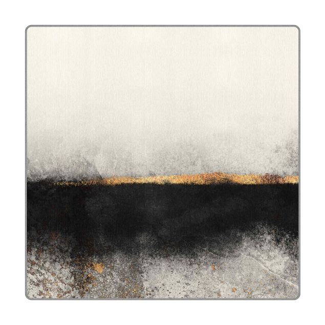 Teppiche groß Abstrakter Goldener Horizont Schwarz Weiß