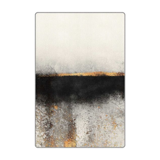 Teppiche groß Abstrakter Goldener Horizont Schwarz Weiß