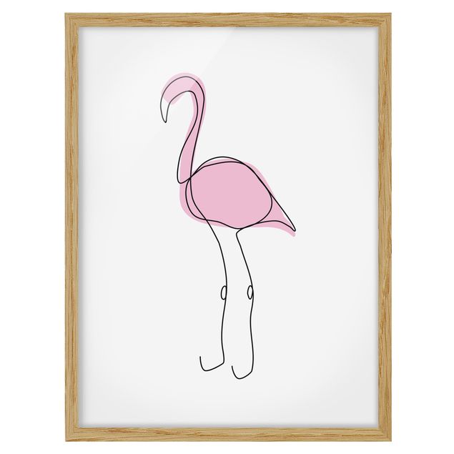 Gerahmte Bilder Flamingo Line Art