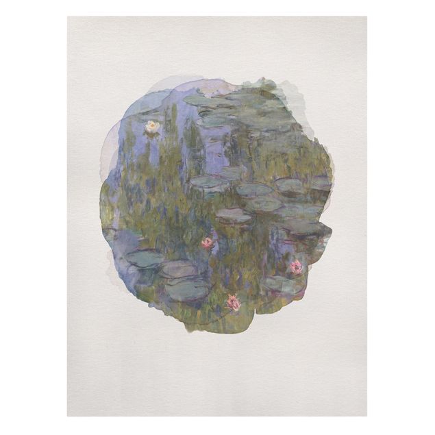 Leinwand Kunstdruck Wasserfarben - Claude Monet - Seerosen (Nympheas)