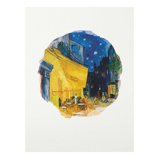 Glasbild - Wasserfarben - Vincent van Gogh - Café-Terrasse in Arles - Hochformat 4:3