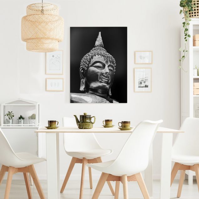 Leinwand Schwarz-Weiß Buddha Statue Gesicht