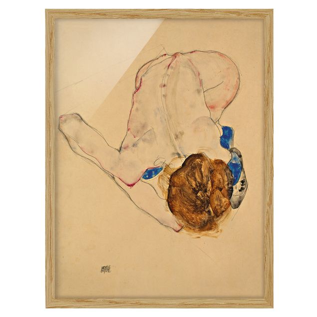 Schöne Wandbilder Egon Schiele - Nach vorne gebeugter Akt