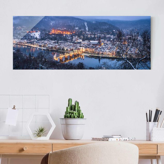 Glasbild - Winterliches Heidelberg - Panorama