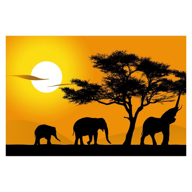 Wandtapete Design African Elefant Walk