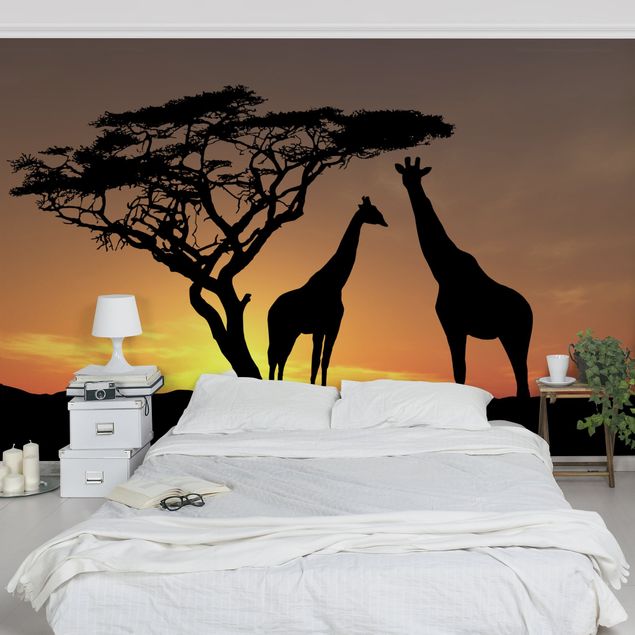 Fototapete Giraffe African Sunset