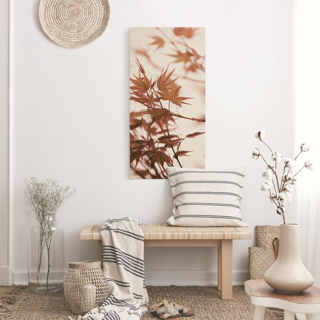 Leinwandbilder Wohnzimmer modern Ahornblätter in Herbstsonne