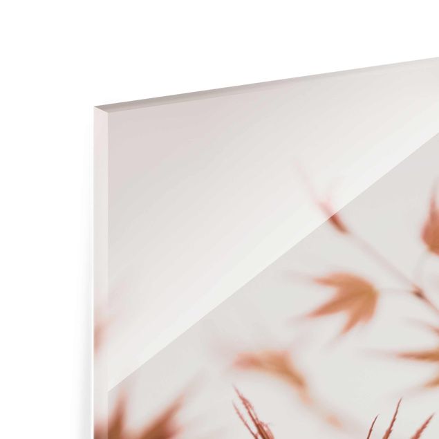 Glasbild - Ahornblätter in Herbstsonne - Hochformat