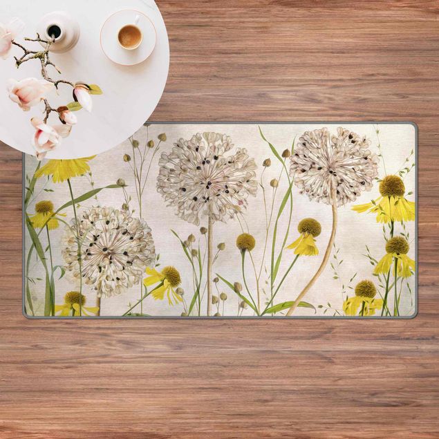 Teppich Blumen Allium und Helenium Illustration