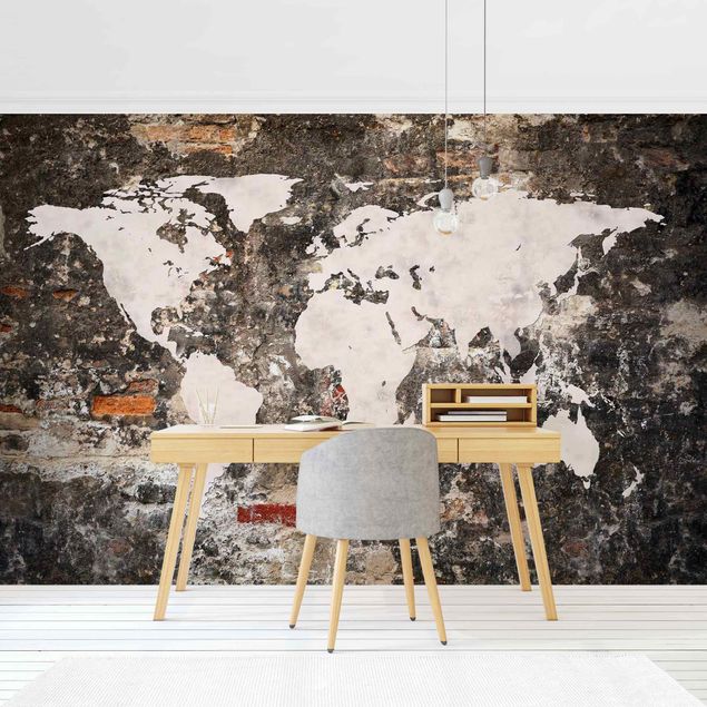 Moderne Tapeten Alte Mauer Weltkarte