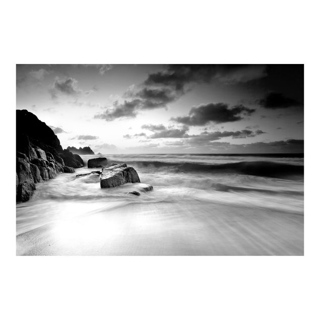 Tapeten weiß Am Meer in Cornwall Schwarz-Weiß