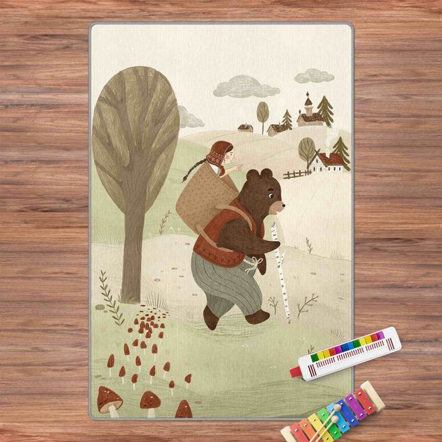Teppich beige Anna Lunak Illustration -Mascha und der Bär