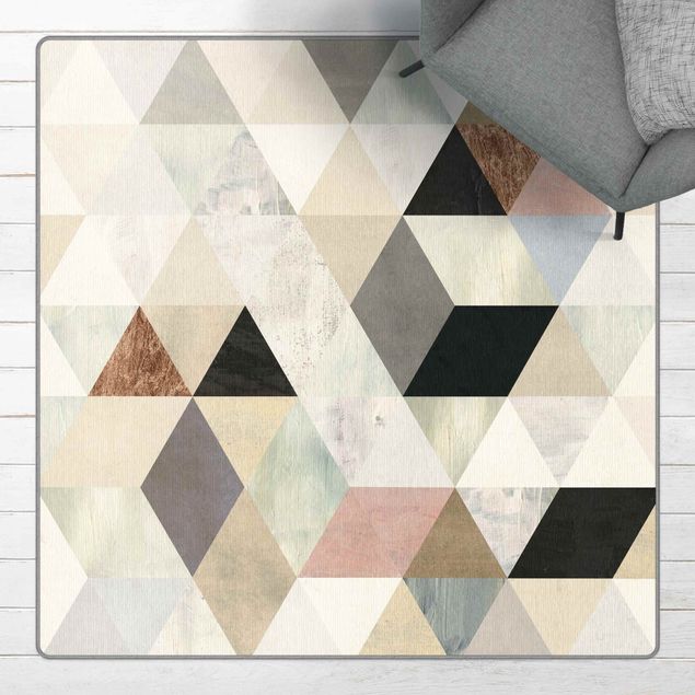 Teppich modern Aquarell-Mosaik mit Dreiecken I
