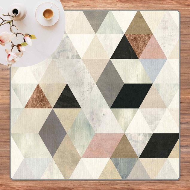 Teppich abstrakt Aquarell-Mosaik mit Dreiecken I