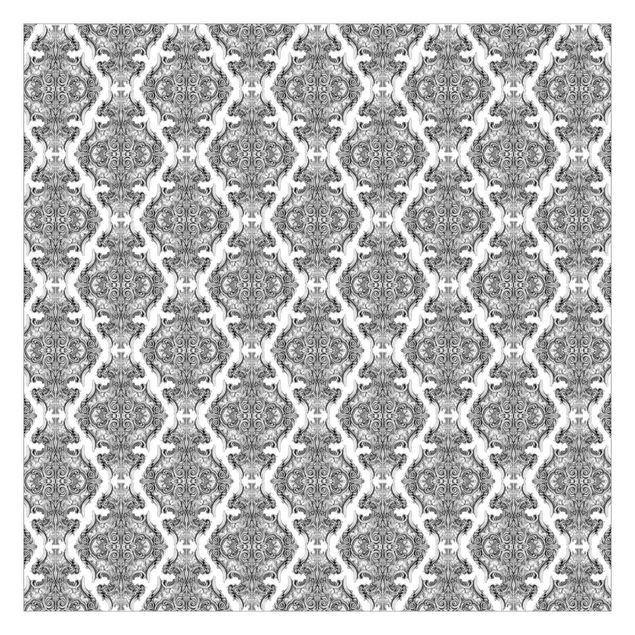 Fototapete grau Aquarell Barock Muster in Grau