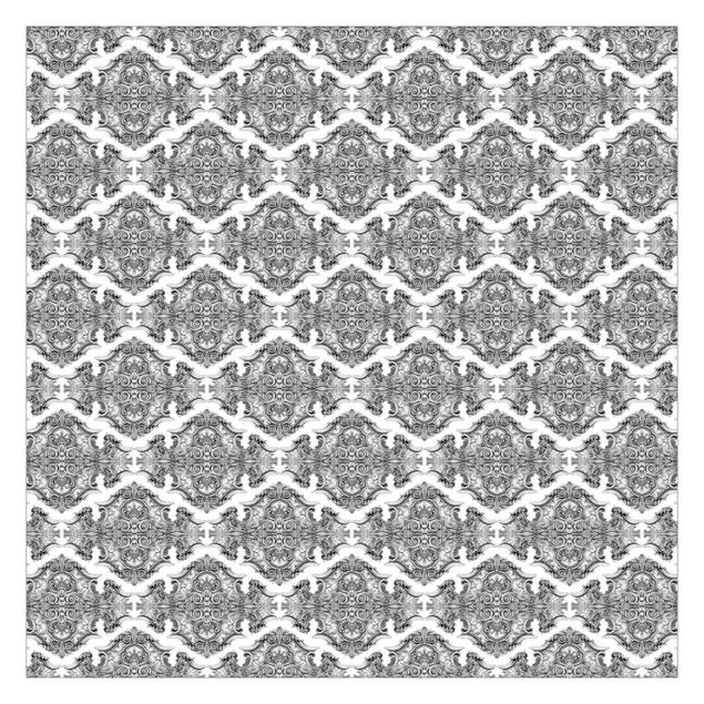 Fototapete grau Aquarell Barock Muster mit Ornamenten in Grau