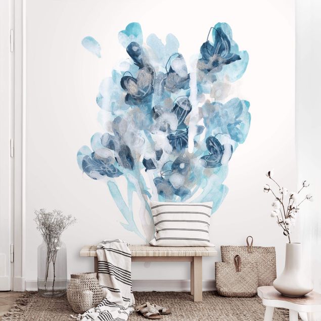 Fototapete Aquarell Aquarell Bouquet in blauen Schattierungen