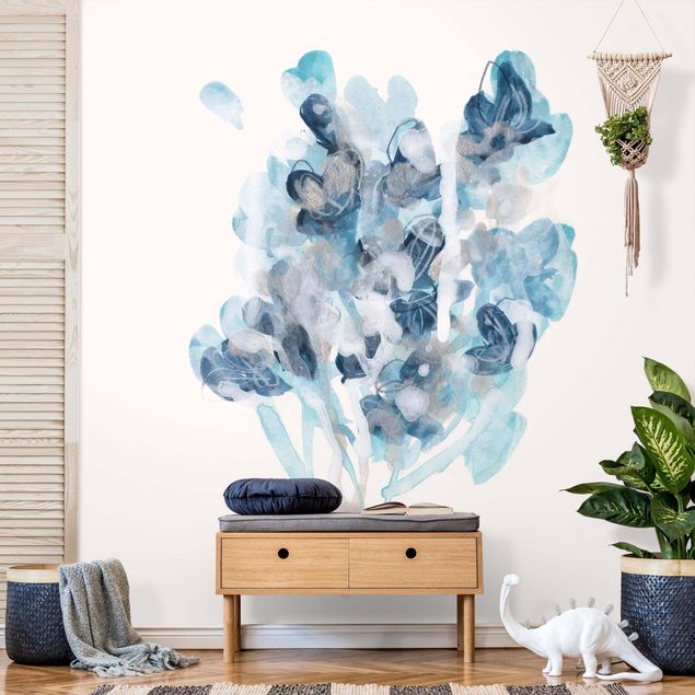 Moderne Tapeten Aquarell Bouquet in blauen Schattierungen