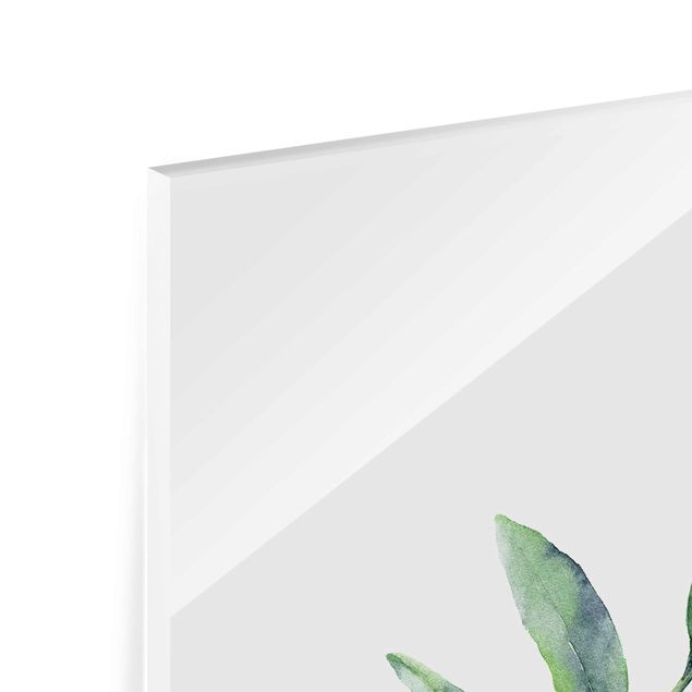 Glasbild - Aquarell Eucalyptus I - Hochformat