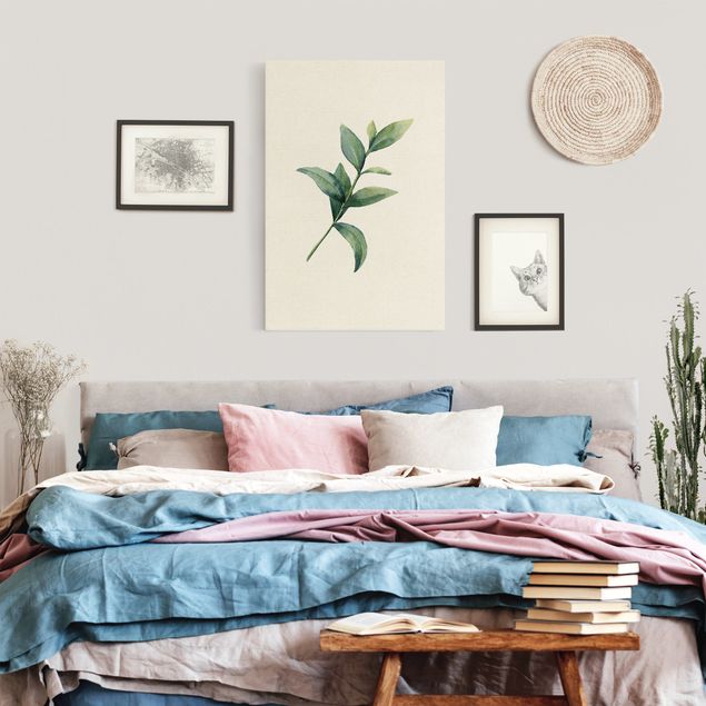 Moderne Leinwandbilder Wohnzimmer Aquarell Eucalyptus II