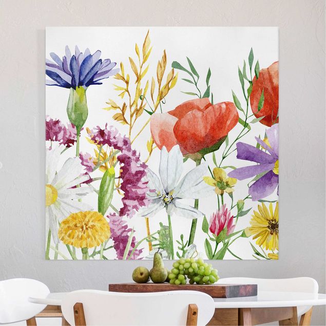 Wandbilder XXL Aquarellierte Blumen