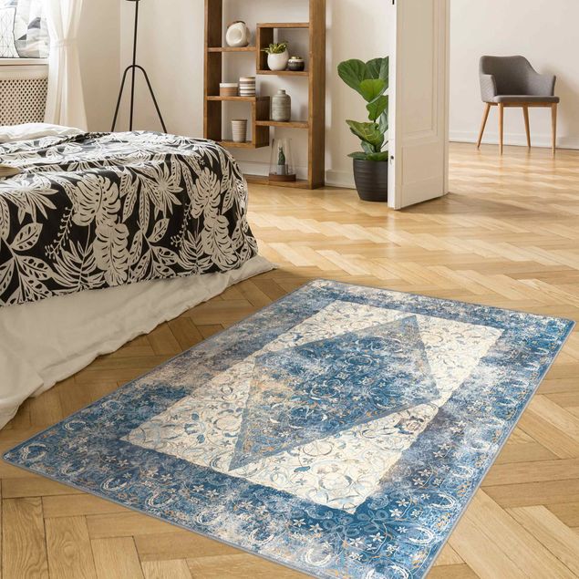 Teppich Orientalisch Arabischer Teppich in blau Vintage