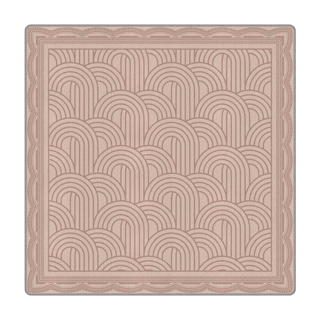 Teppich creme Art Deco Berge Muster mit Bordüre